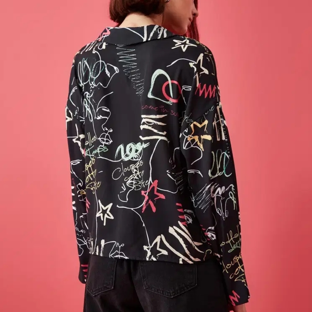 Aritzia Babaton Asymmetrical Graphity Martin Blouse In Size Small NWOT - Picture 9 of 17